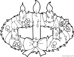 Use of our christmas bells and candles coloring pages Christmas Wreath With Candles Coloring Page Coloringall