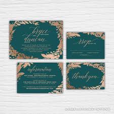 Bryce Teal And Copper Faux Foil Floral Simple Customizable Teal Wedding Invitations Teal Gold Wedding Floral Wedding Invitations