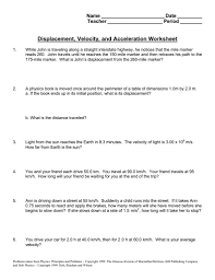 Displacement Velocity And Acceleration Worksheet Displacement Velocity And Acceleration Worksheet In 2020 Worksheets Acceleration Speed Velocity Acceleration