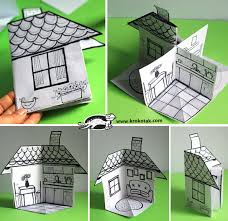 Krokotak How To Make A 3d Paper House Paper Doll House Paper House Diy Kids Art Projects