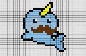 Fancy Narwhal Pixel Art Pixel Art Easy Pixel Art Pixel Art Templates