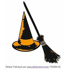 Rafra�chissez anniversaire, no�l pour le meilleur ami et ami, maman, papa, soeur. Sticker Chapeau Ballet Sorciere Univers Halloween Etiquette Autocollant
