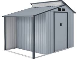 Mon abri de jardin, paris. Abri De Jardin Metal Avec Pergola Madras 5 64 M 193 X 292 X 229 Cm Gris 102916 102917