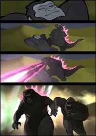 godzilla, godzilla (monsterverse), godzilla evolved, king kong, godzilla  (series), godzilla x kong: the new empire, king kong (series), legendary  pictures, monsterverse, toho, artist request, highres, 2boys, angry, atomic  breath, attack, breath weapon,