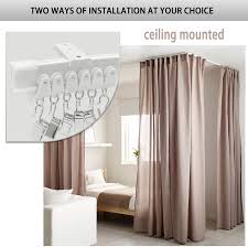 Ceiling hanging curtain room divider. Buy Ceiling Curtain Track Curtain Track Ceiling Wall Mount Two Ways To Install 5 Meters 16 4 Ft Curtain Track Room Divider Flexible Sliding Curved Rv Curtain Track System Track Hooks For