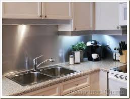 Recaptured Charm Backsplash With The Look Of Stainless Steel Metal Backsplash Kitchen Trendy Kitchen Backsplash Metallic Backsplash