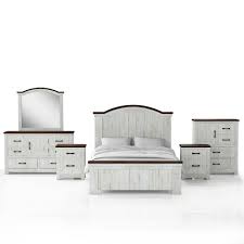 Take distressed wood bedroom sets pieces and sand lightly. 6pc Willow Rustic Bedroom Set With 2 Nightstands Distressed White Walnut Homes Inside Out Target