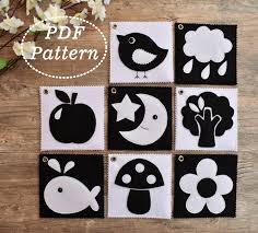 Black And White Flash Cards For Babies Felt Cards Black And White For Newborn Pdf Pattern High Etsy Newborn Toys Soft Book High Contrast Images