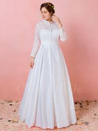 Check spelling or type a new query. A Linie Brautkleid Grosse Grossen Stehkragen Langarm Weiss Satin Spitze Armel Mit Knopfen