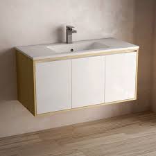 Meuble sous vasque double 120cm 4 tiroirs chene naturel abeas. Meuble Vasque 100 Cm Bicolore Chene Clair Et Blanc Hill