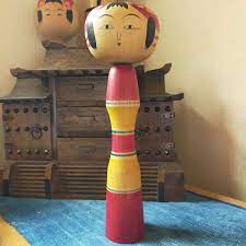 Japanese wooden doll Sabako 32cm kokeshi striped Takahashi Toru (1958-) |  eBay