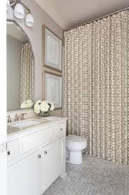 Elegant White And Beige Bathroom Features A White And Beige Trellis Shower Curtain Hung Over Marbl Elegant Shower Curtains Beige Bathroom Modern Bathroom Decor