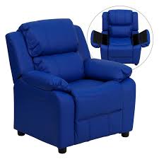 Flash Furniture Deluxe Heavily Padded Vinyl Kids Recliner With Storage Arms Blue Kids Recliners Furniture Vinyl Vinyl Recliner