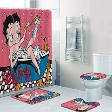 Find many great new & used options and get the best deals for gudetama toiletry 4 piece set sanrio kawaii cute japan with tracking at the best online. Palglg Betty Boop 4 Piece Bath Set Shower Curtain Set With Non Slip Rug Toilet Lid Cover Bath Mat And 12 Hooks Waterproof Shower Curtain Set For Bathroom Buy Online At Best Price