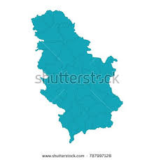 Serbia Country Map Border A Blue Shape With Name Of The Country Of Serbia High Detailed Blue Map Of Kosovo Isolated Peninsula De Los Balcanes Serbia Belgrado