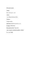 Ficha De La Obra Marcelino Pan Y Vino