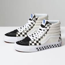 Black And White Checkered Vans High Tops Checker Sidewall Sk8 Hi Shop At Vans Vans Vans Checkered Vans High Top Sneaker