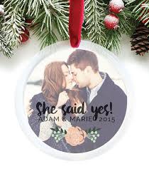 Newly Engaged Gift Christmas Engagement She Said Yes Engagement Ornament Personalized Photo Gi Engagement Ornaments Christmas Engagement Holiday Engagement