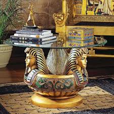 Figurine Coffee Table Egyptian Furniture Egyptian Home Decor Round Glass Coffee Table