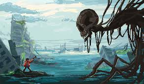 Jump down into the ware. The Flooded City Captainjellie Pixelart