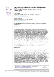 Pdf Promoting Academic Integrity At A Midwestern University Critical Review And Current Challenges