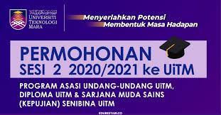 Keputusan permohonan kemasukan ke universiti teknologi mara (uitm) pengambilan sesi kedua mac 2012 telah boleh disemak mulai semalam. Permohonan Kemasukan Ke Uitm Sesi 2020 2021 Terbuka Kepada Lepasan Spm Edu Bestari