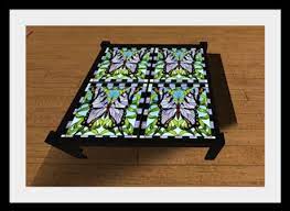 On the lookout for a little coffee table i could put in between the two coral chairs in my living room, i finally decided to design a stained glass mosaic table myself. Second Life Marketplace Butterfly Stained Glass Coffee Table