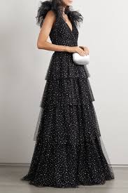 Black Glinda Tiered Glittered Tulle Gown Jenny Packham In 2020 Tulle Gown Ball Dresses Gowns