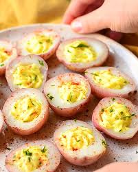 Deviled Potatoes Vegan Deviled Eggs Vegan Appetizers Recipes Vegan Dishes Vegan Party Food