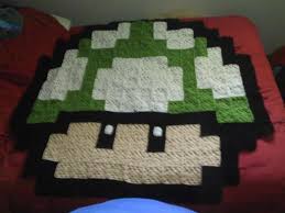 The mushroom princess is being held captive by the evil koopa tribe of turtles. Mario Mushroom Crochet Blanket By Laceypatt On Deviantart
