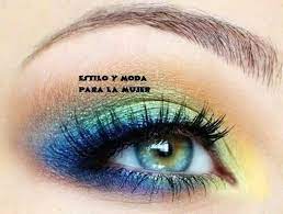 Tricolor Amarillo Verde Y Azul Dramatic Eye Makeup Peacock Eye Makeup Eye Makeup