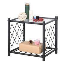 The improvement will make the living room more and more inviting. Weehom Glass End Table With Net Design Black Metal Frame Side Accent Coffee Table Book Storage Shelf Modern Bedroom Living Room Decorative Buy Online In Cayman Islands At Cayman Desertcart Com Productid 155803610