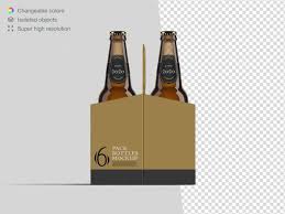 Realistic Six Pack Beer Bottle Mockup Template In 2020 Bottle Mockup Beer Lable Beer Bottle Labels