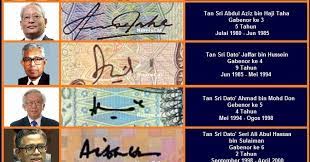 Sejak ia ditubuhkan, bank negara malaysia telah ditadbir oleh 8 orang gabenor. Numiscat Tanda Tangan Rasmi Gabenor Ke 8 Bnm