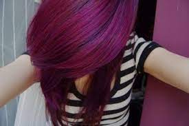 Purple Hair To Achieve This Colour Dye With Fudge Headpaint 5 22 Maroon Hair Colors Plum Hair Purple Hair