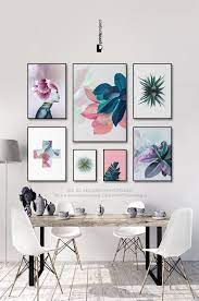 Pink Leaves Wall Art Housewarming Gift Pastel Pink And Blue Girlfriend Printable Gift Modern Plant Prin Tropical Wall Art Leaf Wall Art Home Decor Wall Art