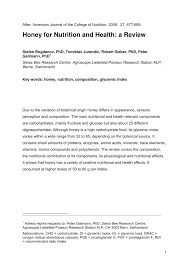 Pdf Honey For Nutrition And Health A Review
