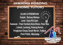 Peluang jawatan kosong datang dari majlis tanjung malim 2021, iklan pekerjaan sektor kerajaan. Tuisyen Individu Home Tuition 1 Kelantan Jawatan Kosong Terkini Ogos 2017