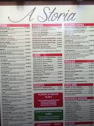 A Storia Menu Picture Of Pizzeria A Storia Ajaccio Tripadvisor