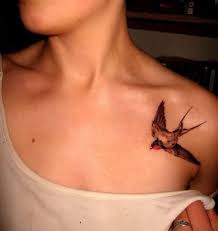 Black Bird With Orange Shoulders Location For Akrotiri Swallows Bird Shoulder Tattoos Clavicle Tattoo Sparrow Tattoo