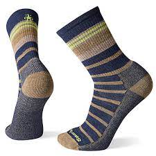 Light Merino Wool Crew Hiking Socks With Striped Design Smartwool In 2021 Hiking Socks Mens Wool Socks Mens Hiking Socks