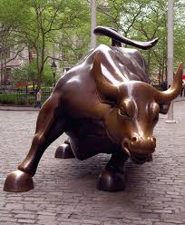 The base says,measuring 11 feet tall, 16 feet long, and weighing 3 1/2 tons, the bronze bull sculpture created by artist arturo di modica, is known around the world as a symbol of financial optimism, prosperity and entrepreneurial spirit. Bronze Bull Golden Calf