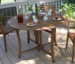 Amazon Com Eucalyptus 43 Inch Round Folding Deck Table Patio Dining Tables Garden Outdoor In 2020 Round Patio Table Outdoor Dining Table Patio Dining Table