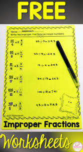 Mixed Numbers Improper Fractions Nastaran S Resources Improper Fractions Fractions Worksheets Free Fraction Worksheets
