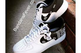 All of our custom jigsaw puzzles feature our past products or images related to bandanas as the background image. Nike Af1 Custom Jigsaw Puzzle Bandana Design White Black Custom Nike Shoes Nike Shoes Air Force Nike Air Shoes