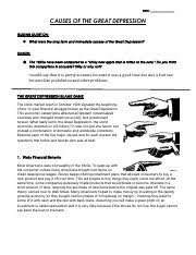Other factors were the uneven division of wealth and limited world trade. Trey Causes Of The Great Depression Date Causes Of The Great Depression Guiding Question U25cf What Were The Long Term And Immediate Causes Of The Great Course Hero