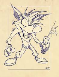 Critter Junkies 01 Crash Bandicoot Lines By Robduenas Deviantart Com Badass Drawings Graffiti Characters Cartoon Drawings