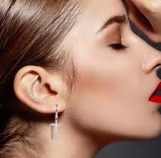 Sterling Silver Cross Hoop Earrings: Minimalist Christian Jewelry