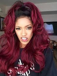 Maybe you want red hair, but you're not quite ready to part ways with your beloved blonde. K Ryssma Sexy Deep Red Wavy Wig Uk Long Ombre Burgundy Lace Front Wigs For Women Black Roots Soft Synthetic Hair Natural Looking Best Hair Replacement Half Hand Tied Heat Safe 24 Inches