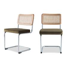 George Oliver Elkmont Cane And Velvet Upholstered Dining Chair Wayfair Modern Dining Chairs Midcentury Modern Dining Chairs Cane Dining Chairs
